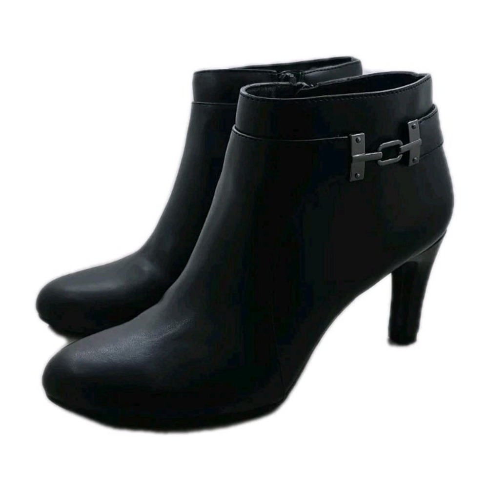 Bandolino Black 3" Heel Ankle Boots Bootie 6.5 Lappo Side Zip Buckle With Box